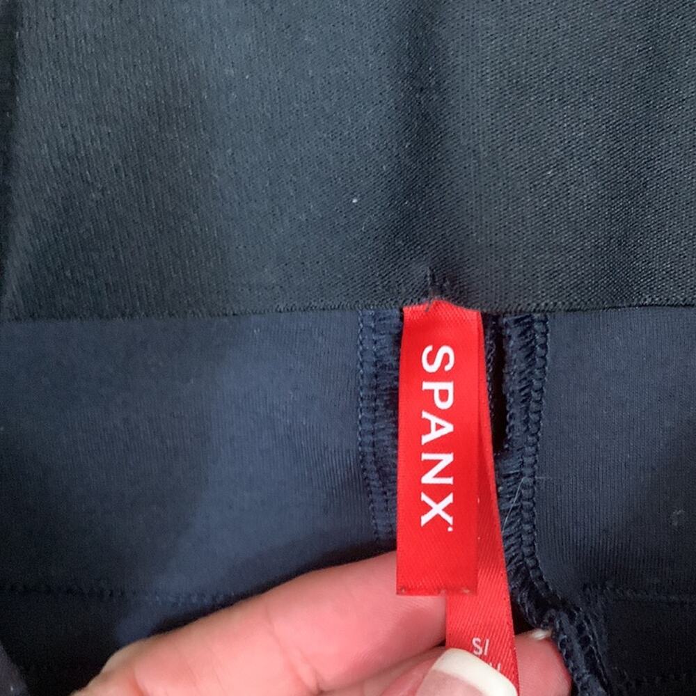 Spanx "The Perfect Pant Ankle Piped Skinny" Navy Blue - Picture 4 of 9